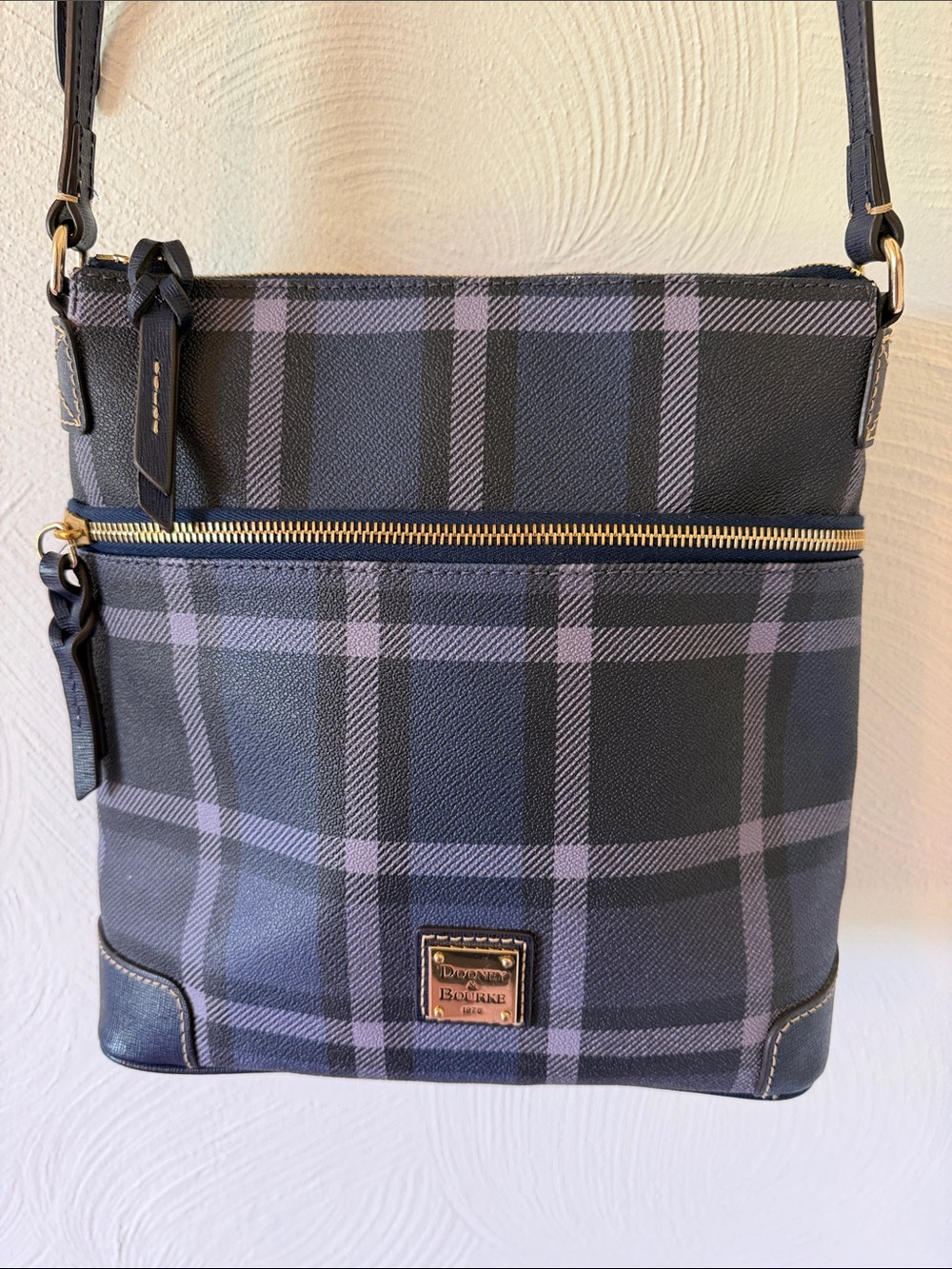 Dooney & Bourke Blue  Plaid Crossbody Purse.